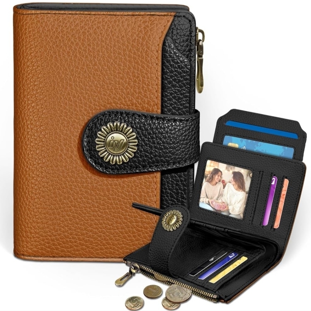Elegant Black and Brown Leather Wallet